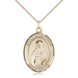 14kt Gold Saint Hildegard von Bingen Medal Engraved Catholic Saint Jewelry