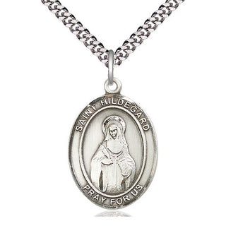 Pewter Saint Hildegard von Bingen Medal Catholic Jewelry Engraved Catholic Saint Jewelry