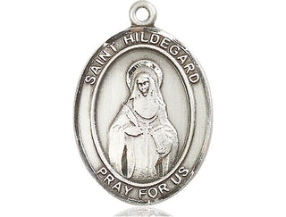 Sterling Silver Saint Hildegard von Bingen Medal Catholic Jewelry Engraved Catholic Saint Jewelry