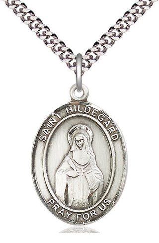 Sterling Silver Saint Hildegard von Bingen Medal Catholic Jewelry Engraved Catholic Saint Jewelry