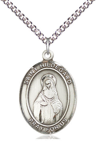 Sterling Silver Saint Hildegard von Bingen Medal Catholic Jewelry Engraved Catholic Saint Jewelry