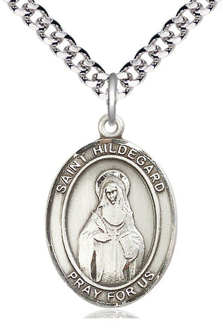 Sterling Silver Saint Hildegard von Bingen Medal Catholic Jewelry Engraved Catholic Saint Jewelry