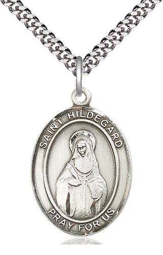 Sterling Silver Saint Hildegard von Bingen Medal Catholic Jewelry Engraved Catholic Saint Jewelry