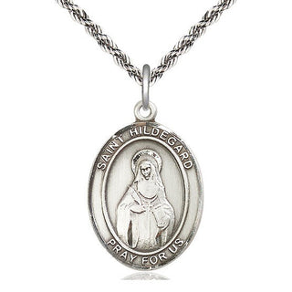Sterling Silver Saint Hildegard von Bingen Medal Catholic Jewelry Engraved Catholic Saint Jewelry