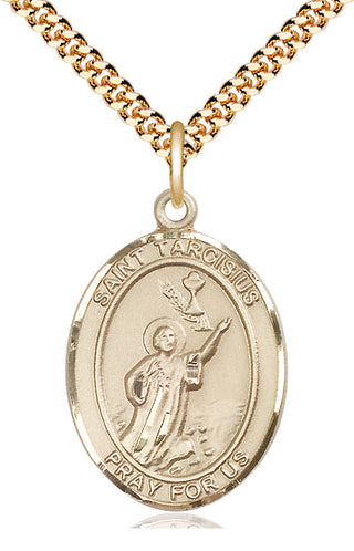 14kt Gold Filled Saint Tarcisius Medal Catholic Jewelry Engraved Catholic Saint Jewelry
