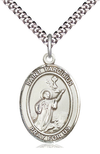 Pewter Saint Tarcisius Medal Catholic Jewelry Engraved Catholic Saint Jewelry