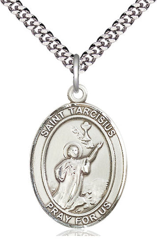 Sterling Silver Saint Tarcisius Medal Catholic Jewelry Engraved Catholic Saint Jewelry