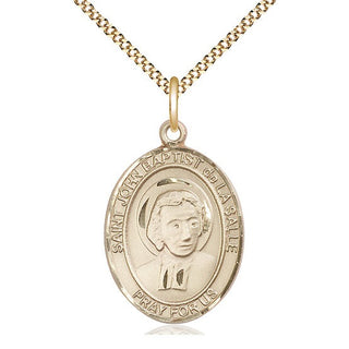 14kt Gold Filled Saint John Baptist de la Salle Medal Catholic Jewelry Engraved Catholic Saint Jewelry