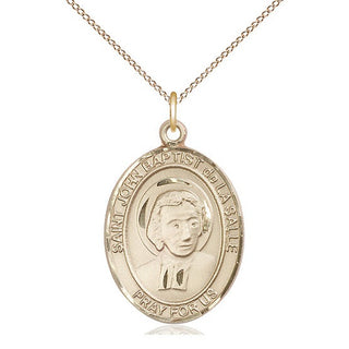 14kt Gold Filled Saint John Baptist de la Salle Medal Catholic Jewelry Engraved Catholic Saint Jewelry