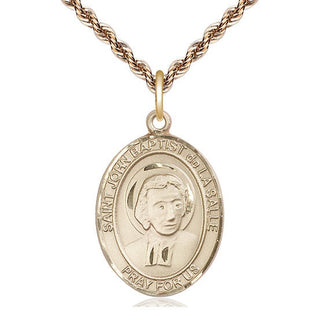 14kt Gold Filled Saint John Baptist de la Salle Medal Catholic Jewelry Engraved Catholic Saint Jewelry