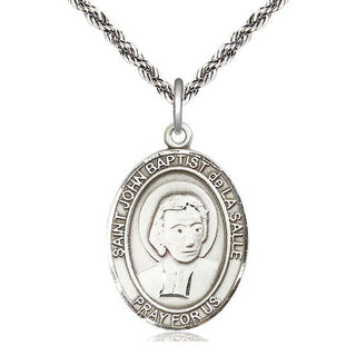 Sterling Silver Saint John Baptist de la Salle Medal Catholic Jewelry Engraved Catholic Saint Jewelry