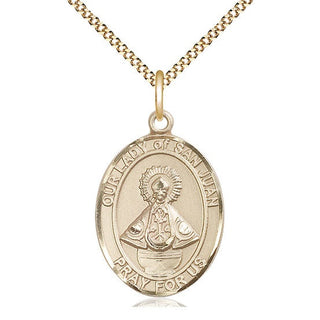 14kt Gold Filled Our Lady of San Juan Medal Catholic Jewelry Engraved Catholic Saint Jewelry