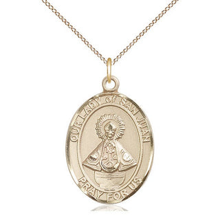 14kt Gold Filled Our Lady of San Juan Medal Catholic Jewelry Engraved Catholic Saint Jewelry
