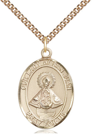 14kt Gold Filled Our Lady of San Juan Medal Catholic Jewelry Engraved Catholic Saint Jewelry