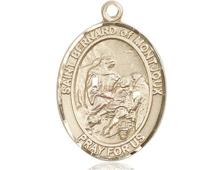 14kt Gold Filled Saint Bernard of Montjoux Medal Engraved Catholic Saint Jewelry