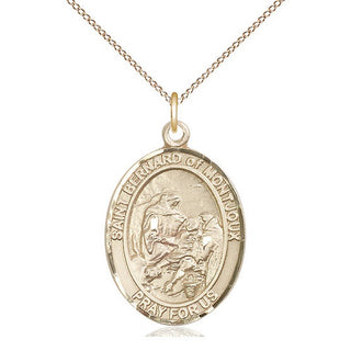 14kt Gold Saint Bernard of Montjoux Medal Engraved Catholic Saint Jewelry