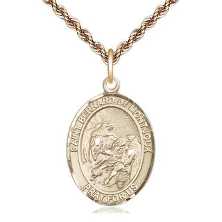 14kt Gold Saint Bernard of Montjoux Medal Engraved Catholic Saint Jewelry