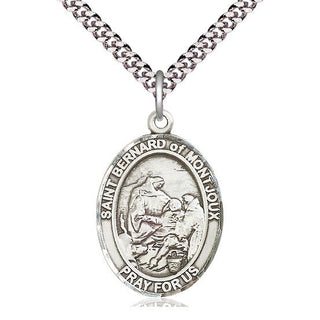 Pewter Saint Bernard of Montjoux Medal Catholic Jewelry Engraved Catholic Saint Jewelry