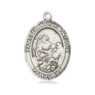 Sterling Silver Saint Bernard of Montjoux Medal Catholic Jewelry Engraved Catholic Saint Jewelry