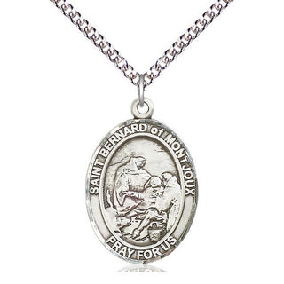 Sterling Silver Saint Bernard of Montjoux Medal Catholic Jewelry Engraved Catholic Saint Jewelry