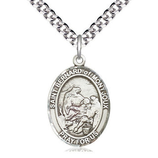 Sterling Silver Saint Bernard of Montjoux Medal Catholic Jewelry Engraved Catholic Saint Jewelry