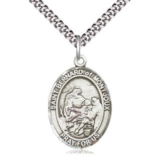 Sterling Silver Saint Bernard of Montjoux Medal Catholic Jewelry Engraved Catholic Saint Jewelry