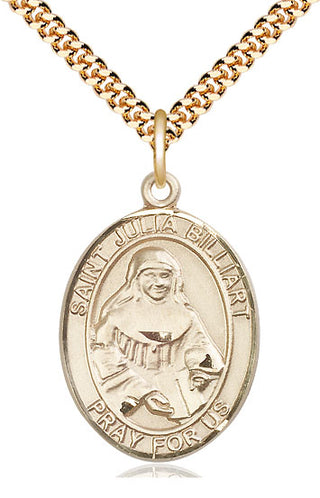 14kt Gold Filled Saint Julia Billiart Medal Catholic Jewelry Engraved Catholic Saint Jewelry