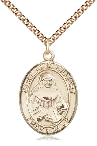 14kt Gold Filled Saint Julia Billiart Medal Catholic Jewelry Engraved Catholic Saint Jewelry