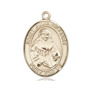 14kt Gold Saint Julia Billiart Medal Engraved Catholic Saint Jewelry