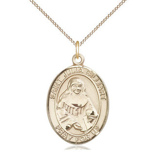 14kt Gold Saint Julia Billiart Medal Engraved Catholic Saint Jewelry