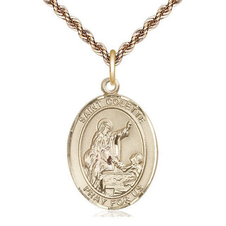 14kt Gold Filled Saint Colette Medal Catholic Jewelry Engraved Catholic Saint Jewelry
