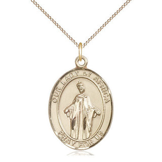 14kt Gold Filled Our Lady of Africa Medal Catholic Jewelry Engraved Catholic Saint Jewelry