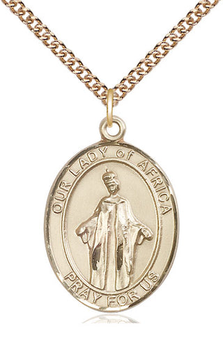 14kt Gold Filled Our Lady of Africa Medal Catholic Jewelry Engraved Catholic Saint Jewelry