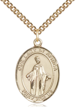 14kt Gold Filled Our Lady of Africa Medal Catholic Jewelry Engraved Catholic Saint Jewelry