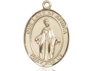 14kt Gold Our Lady of Africa Medal Engraved Catholic Saint Jewelry