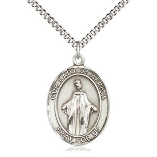 Pewter Our Lady of Africa Medal Catholic Jewelry Engraved Catholic Saint Jewelry