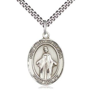 Pewter Our Lady of Africa Medal Catholic Jewelry Engraved Catholic Saint Jewelry