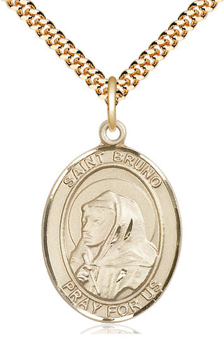 14kt Gold Filled Saint Bruno Medal Catholic Jewelry Engraved Catholic Saint Jewelry