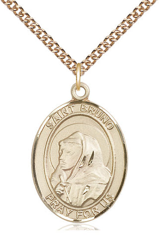 14kt Gold Filled Saint Bruno Medal Catholic Jewelry Engraved Catholic Saint Jewelry