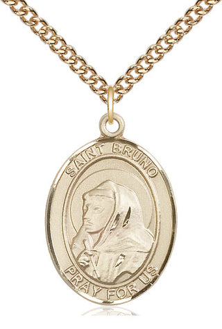 14kt Gold Filled Saint Bruno Medal Catholic Jewelry Engraved Catholic Saint Jewelry