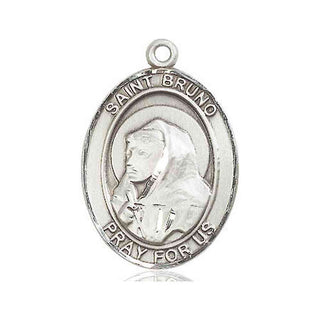 Sterling Silver Saint Bruno Medal Catholic Jewelry Engraved Catholic Saint Jewelry