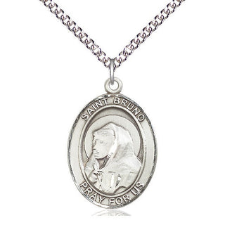 Sterling Silver Saint Bruno Medal Catholic Jewelry Engraved Catholic Saint Jewelry