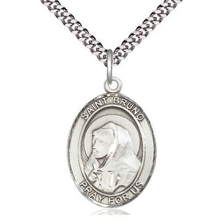 Sterling Silver Saint Bruno Medal Catholic Jewelry Engraved Catholic Saint Jewelry