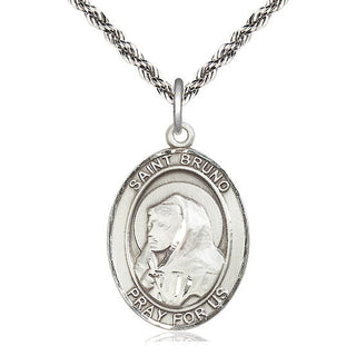 Sterling Silver Saint Bruno Medal Catholic Jewelry Engraved Catholic Saint Jewelry