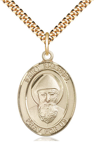 14kt Gold Filled Saint Sharbel Medal Catholic Jewelry Engraved Catholic Saint Jewelry