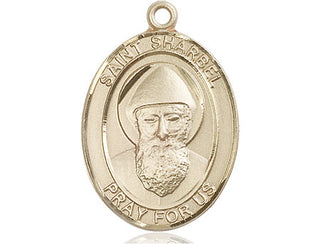 14kt Gold Saint Sharbel Medal Engraved Catholic Saint Jewelry