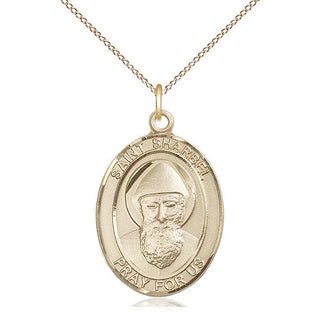 14kt Gold Saint Sharbel Medal Engraved Catholic Saint Jewelry