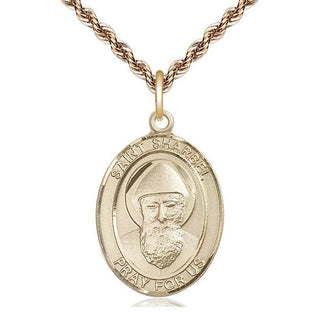 14kt Gold Saint Sharbel Medal Engraved Catholic Saint Jewelry