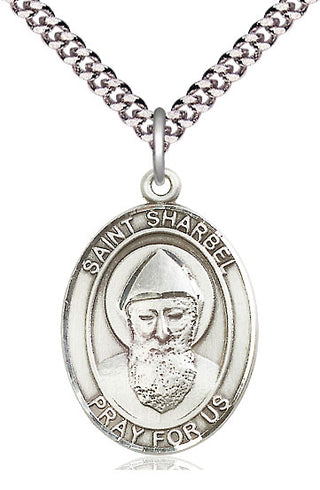 Sterling Silver Saint Sharbel Medal Catholic Jewelry Engraved Catholic Saint Jewelry