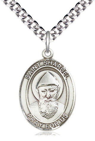 Sterling Silver Saint Sharbel Medal Catholic Jewelry Engraved Catholic Saint Jewelry